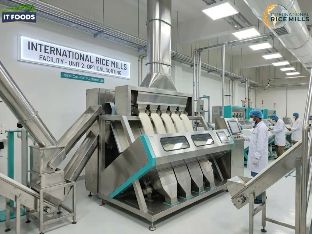State-of-the-art optical sorting technology at IT Foods ensuring 100% color-sorted perfection and a 100 MT daily capacity.