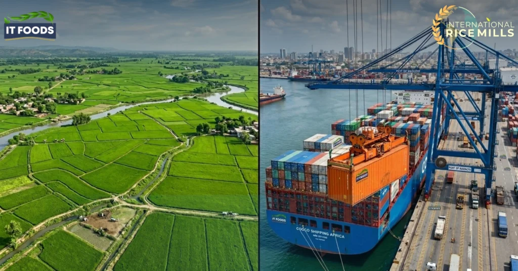 The agricultural landscape of Punjab producing premium bulk imports for the top rice exporters in Pakistan.